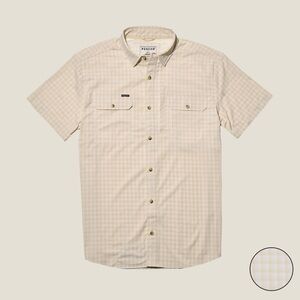 Poncho Mens XXLarge Tan Plaid Vented Button Down Short Sleeve